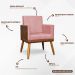 Kit 2 Poltronas Decorativa Para Sala Recepção Consultório Cadeira Lis Corino Peroba e Suede Rosê