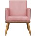 Kit 2 Poltronas Decorativa Para Sala Recepção Consultório Cadeira Lis Corino Peroba e Suede Rosê