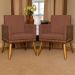 Kit 2 Poltronas Decorativa Para Sala Recepção Consultório Cadeira Lis Corino Peroba e Suede Terracota