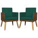 Kit 2 Poltronas Decorativa Para Sala Recepção Consultório Cadeira Lis Corino Peroba e Suede Verde