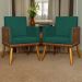 Kit 2 Poltronas Decorativa Para Sala Recepção Consultório Cadeira Lis Corino Peroba e Suede Verde