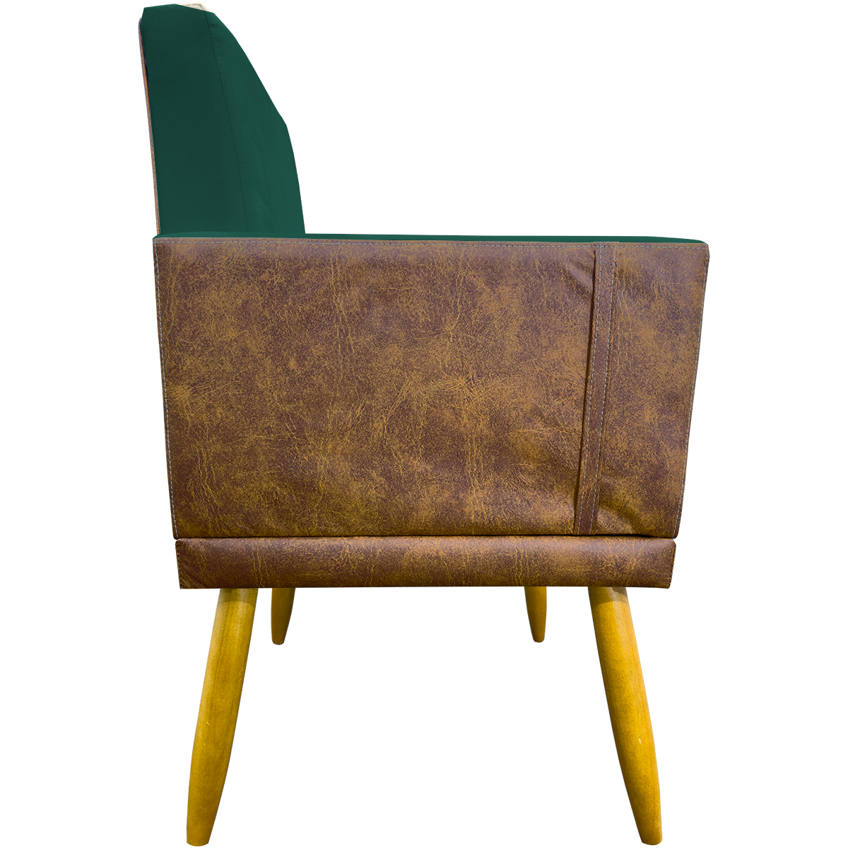 Kit 2 Poltronas Decorativa Para Sala Recepção Consultório Cadeira Lis Corino Peroba e Suede Verde