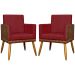Kit 2 Poltronas Decorativa Para Sala Recepção Consultório Cadeira Lis Corino Peroba e Suede Vermelho