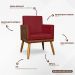 Kit 2 Poltronas Decorativa Para Sala Recepção Consultório Cadeira Lis Corino Peroba e Suede Vermelho