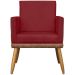 Kit 2 Poltronas Decorativa Para Sala Recepção Consultório Cadeira Lis Corino Peroba e Suede Vermelho