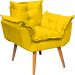 Kit 2 Poltronas Decorativa Para Sala Recepção Manicure Consultório Alice Suede Amarelo Pés Trapézio