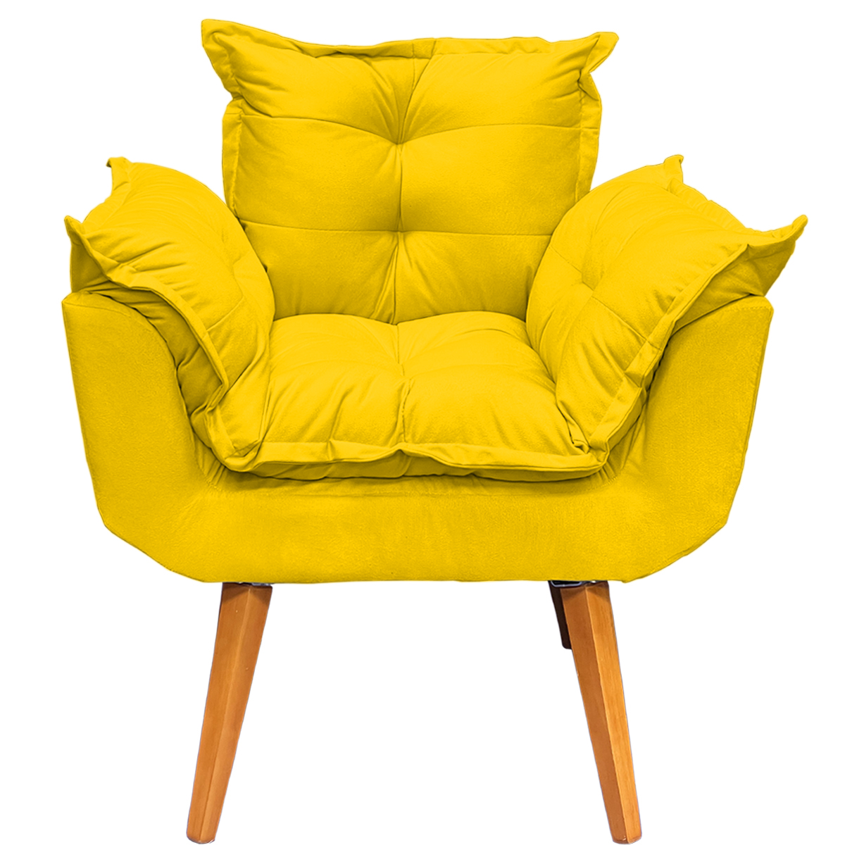 Kit 2 Poltronas Decorativa Para Sala Recepção Manicure Consultório Alice Suede Amarelo Pés Trapézio