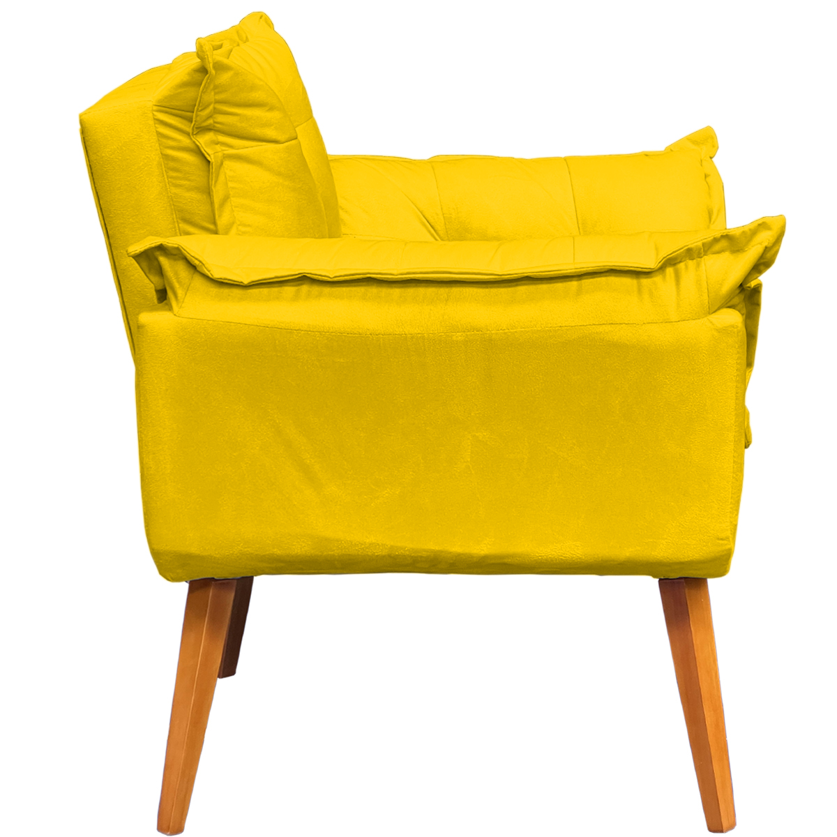 Kit 2 Poltronas Decorativa Para Sala Recepção Manicure Consultório Alice Suede Amarelo Pés Trapézio