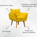 Kit 2 Poltronas Decorativa Para Sala Recepção Manicure Consultório Alice Suede Amarelo Pés Trapézio