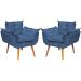 Kit 2 Poltronas Decorativa Para Sala Recepção Manicure Consultório Alice Suede Azul Marinho Pés Trapézio