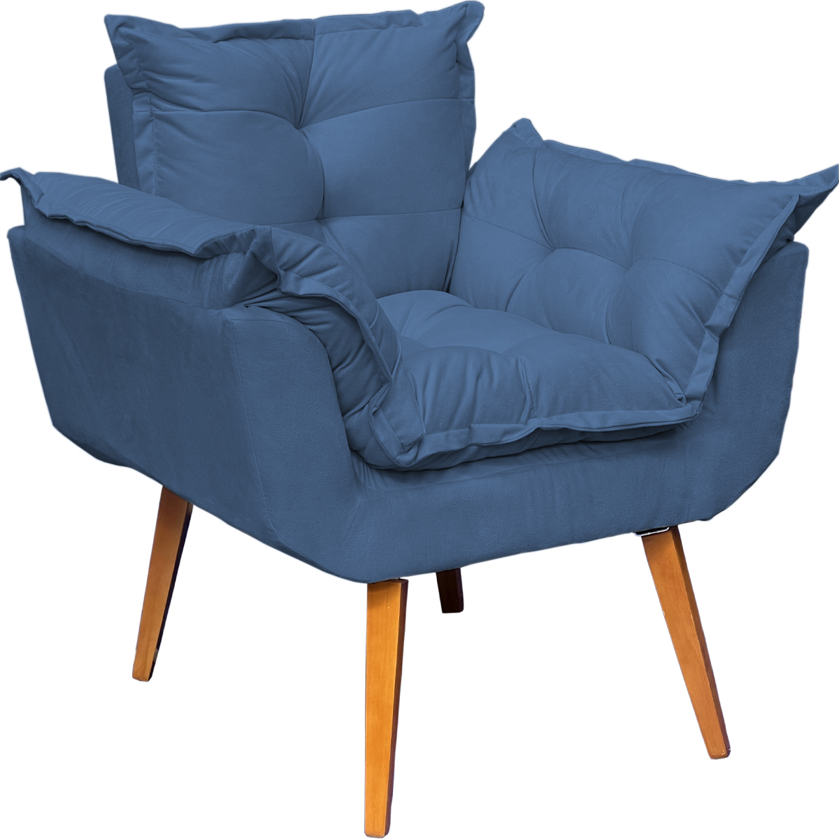 Kit 2 Poltronas Decorativa Para Sala Recepção Manicure Consultório Alice Suede Azul Marinho Pés Trapézio