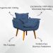 Kit 2 Poltronas Decorativa Para Sala Recepção Manicure Consultório Alice Suede Azul Marinho Pés Trapézio