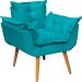 Kit 2 Poltronas Decorativa Para Sala Recepção Manicure Consultório Alice Suede Azul Turquesa Pés Trapézio