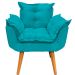 Kit 2 Poltronas Decorativa Para Sala Recepção Manicure Consultório Alice Suede Azul Turquesa Pés Trapézio