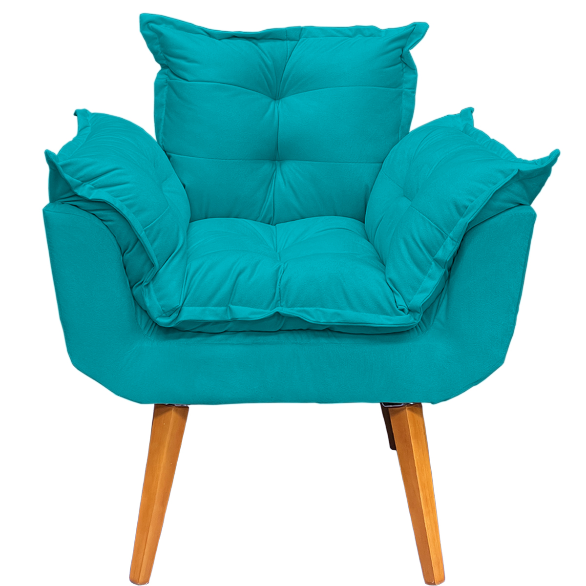 Kit 2 Poltronas Decorativa Para Sala Recepção Manicure Consultório Alice Suede Azul Turquesa Pés Trapézio