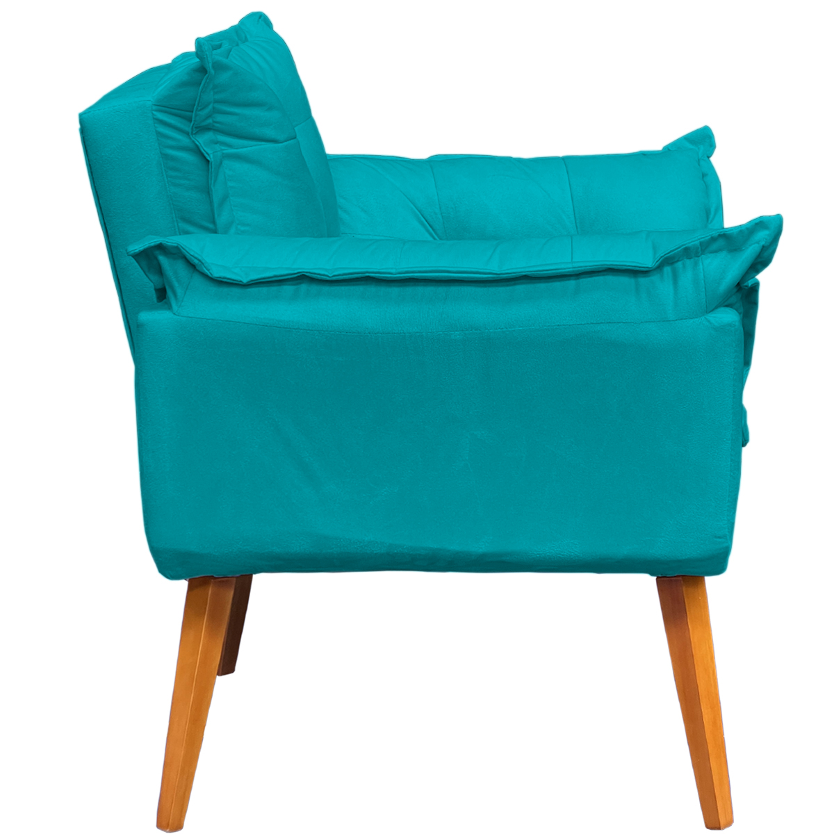 Kit 2 Poltronas Decorativa Para Sala Recepção Manicure Consultório Alice Suede Azul Turquesa Pés Trapézio