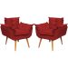 Kit 2 Poltronas Decorativa Para Sala Recepção Manicure Consultório Alice Suede Bordô Pés Trapézio
