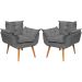 Kit 2 Poltronas Decorativa Para Sala Recepção Manicure Consultório Alice Suede Cinza Pés Trapézio
