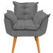 Kit 2 Poltronas Decorativa Para Sala Recepção Manicure Consultório Alice Suede Cinza Pés Trapézio