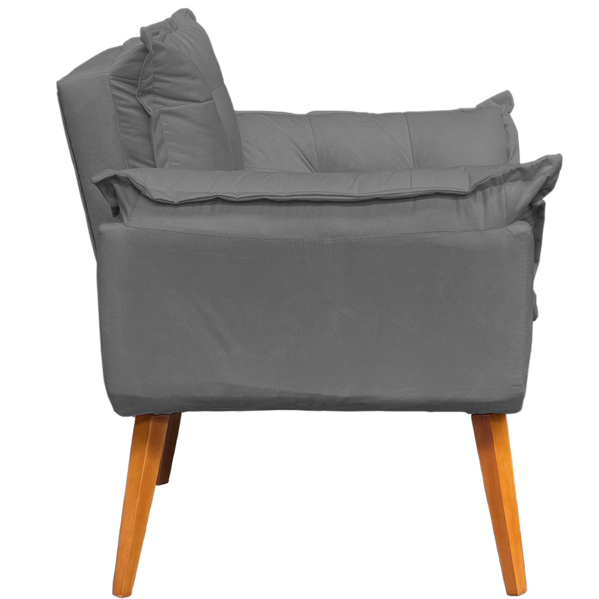 Kit 2 Poltronas Decorativa Para Sala Recepção Manicure Consultório Alice Suede Cinza Pés Trapézio