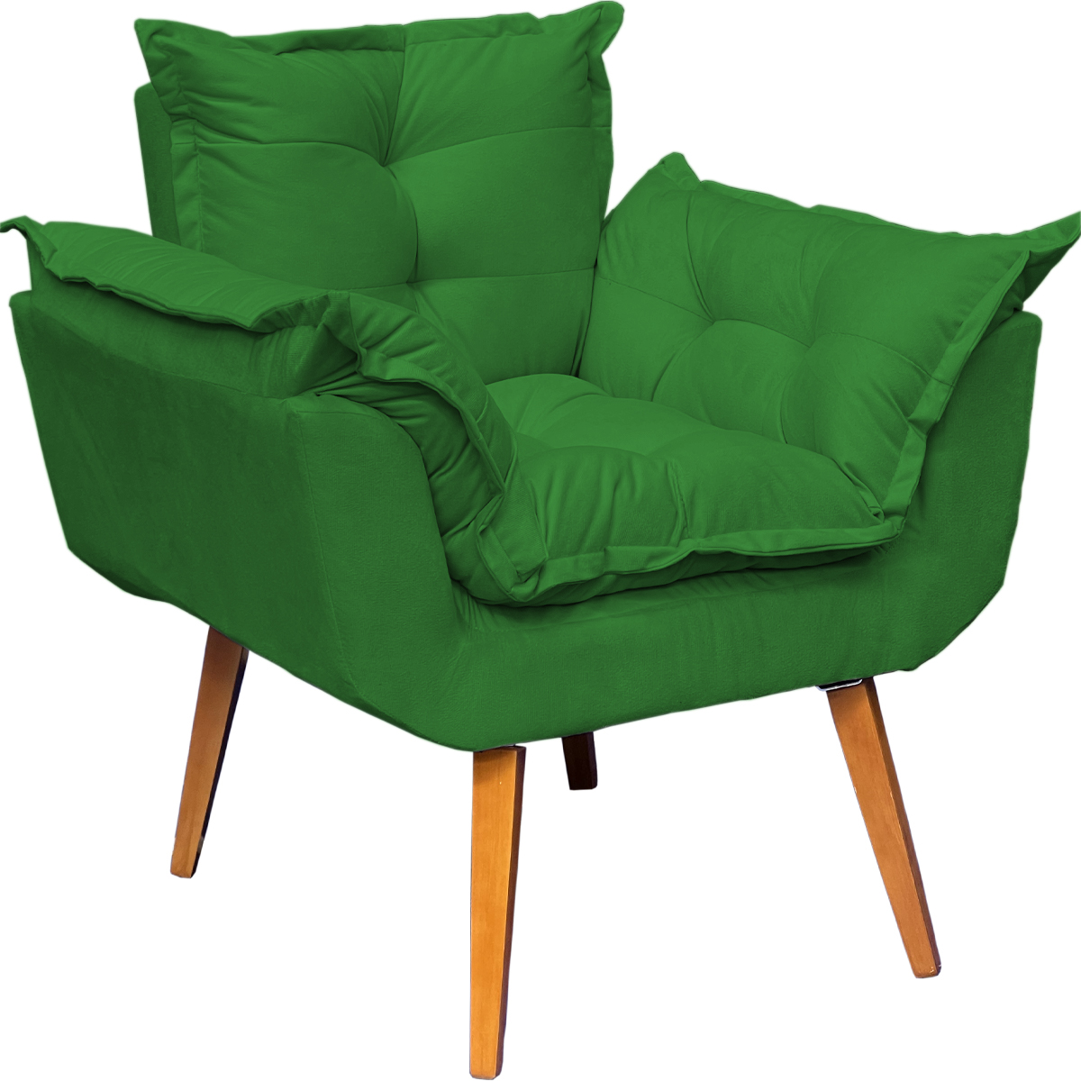 Kit 2 Poltronas Decorativa Para Sala Recepção Manicure Consultório Alice Suede Verde Pés Trapézio