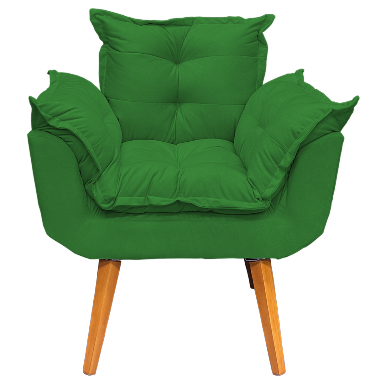 Kit 2 Poltronas Decorativa Para Sala Recepção Manicure Consultório Alice Suede Verde Pés Trapézio