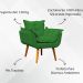 Kit 2 Poltronas Decorativa Para Sala Recepção Manicure Consultório Alice Suede Verde Pés Trapézio
