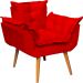 Kit 2 Poltronas Decorativa Para Sala Recepção Manicure Consultório Alice Suede Vermelho Pés Trapézio