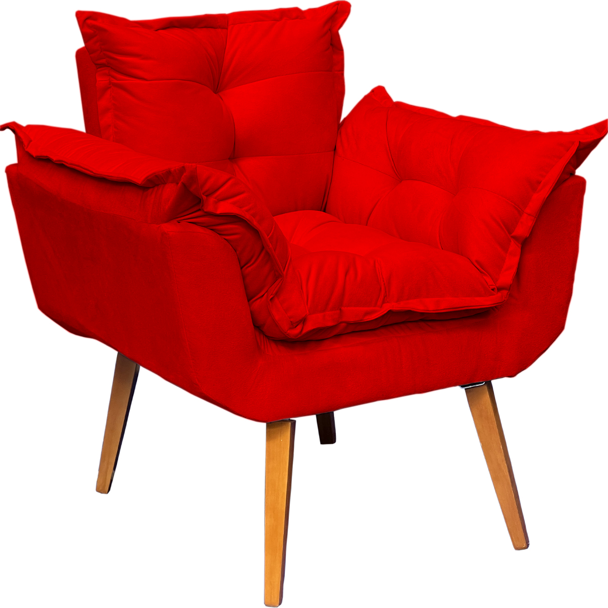 Kit 2 Poltronas Decorativa Para Sala Recepção Manicure Consultório Alice Suede Vermelho Pés Trapézio