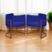 Kit 2 Poltronas Decorativa Para Sala Recepção Manicure Consultório Luna Corino Azul Royal Base de Ferro Bronze