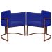 Kit 2 Poltronas Decorativa Para Sala Recepção Manicure Consultório Luna Corino Azul Royal Base de Ferro Bronze