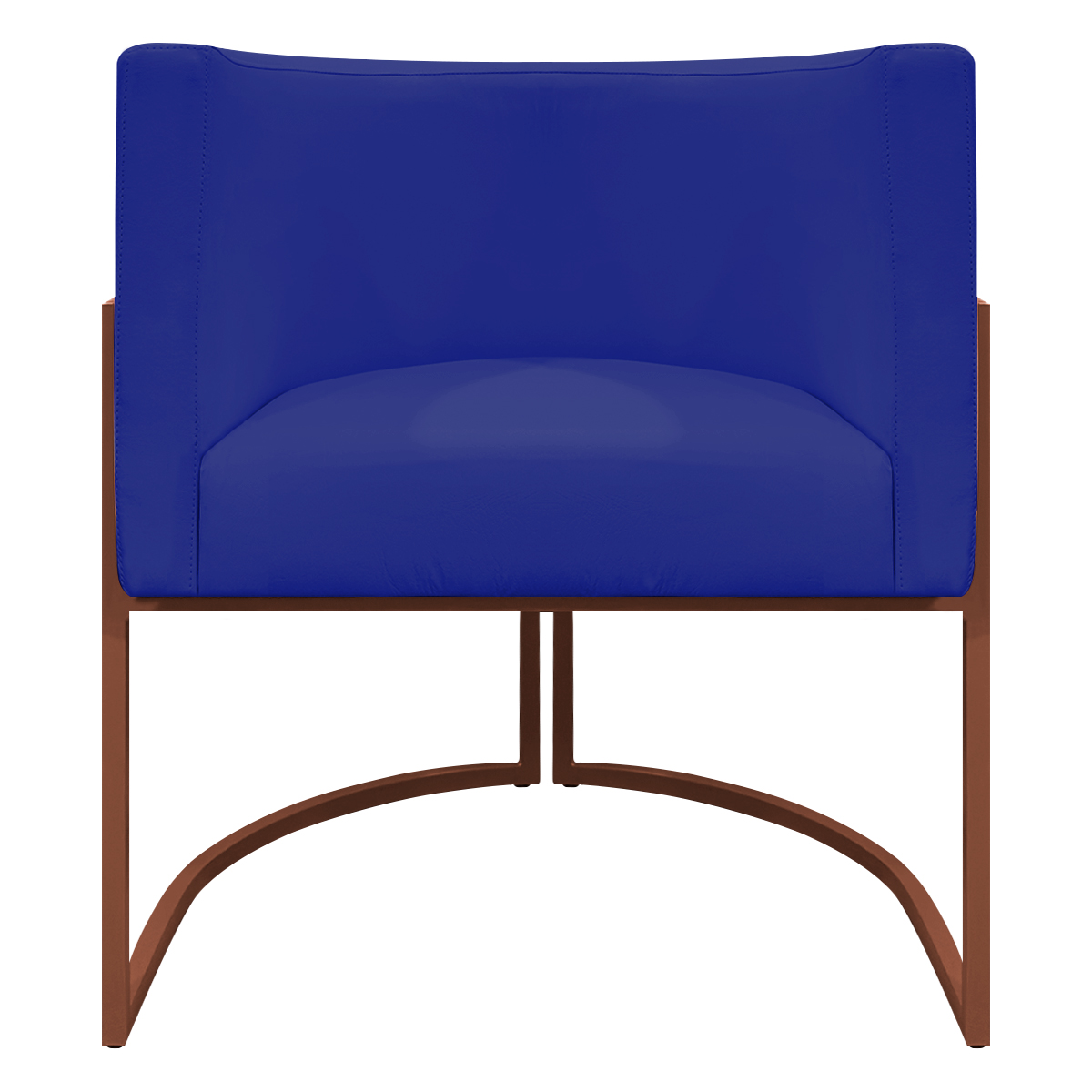 Kit 2 Poltronas Decorativa Para Sala Recepção Manicure Consultório Luna Corino Azul Royal Base de Ferro Bronze