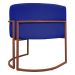 Kit 2 Poltronas Decorativa Para Sala Recepção Manicure Consultório Luna Corino Azul Royal Base de Ferro Bronze