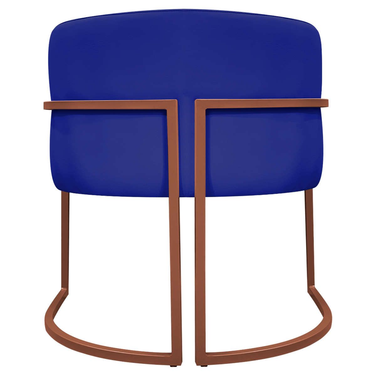 Kit 2 Poltronas Decorativa Para Sala Recepção Manicure Consultório Luna Corino Azul Royal Base de Ferro Bronze