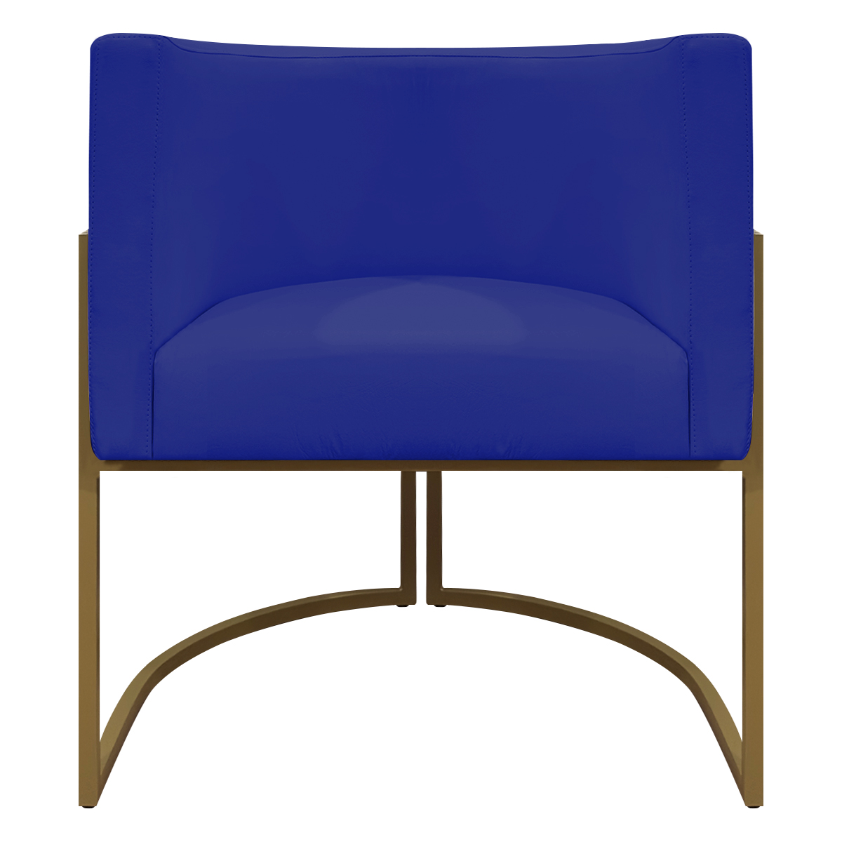 Kit 2 Poltronas Decorativa Para Sala Recepção Manicure Consultório Luna Corino Azul Royal Base de Ferro Dourado