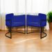Kit 2 Poltronas Decorativa Para Sala Recepção Manicure Consultório Luna Corino Azul Royal Base de Ferro Preto
