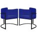 Kit 2 Poltronas Decorativa Para Sala Recepção Manicure Consultório Luna Corino Azul Royal Base de Ferro Preto
