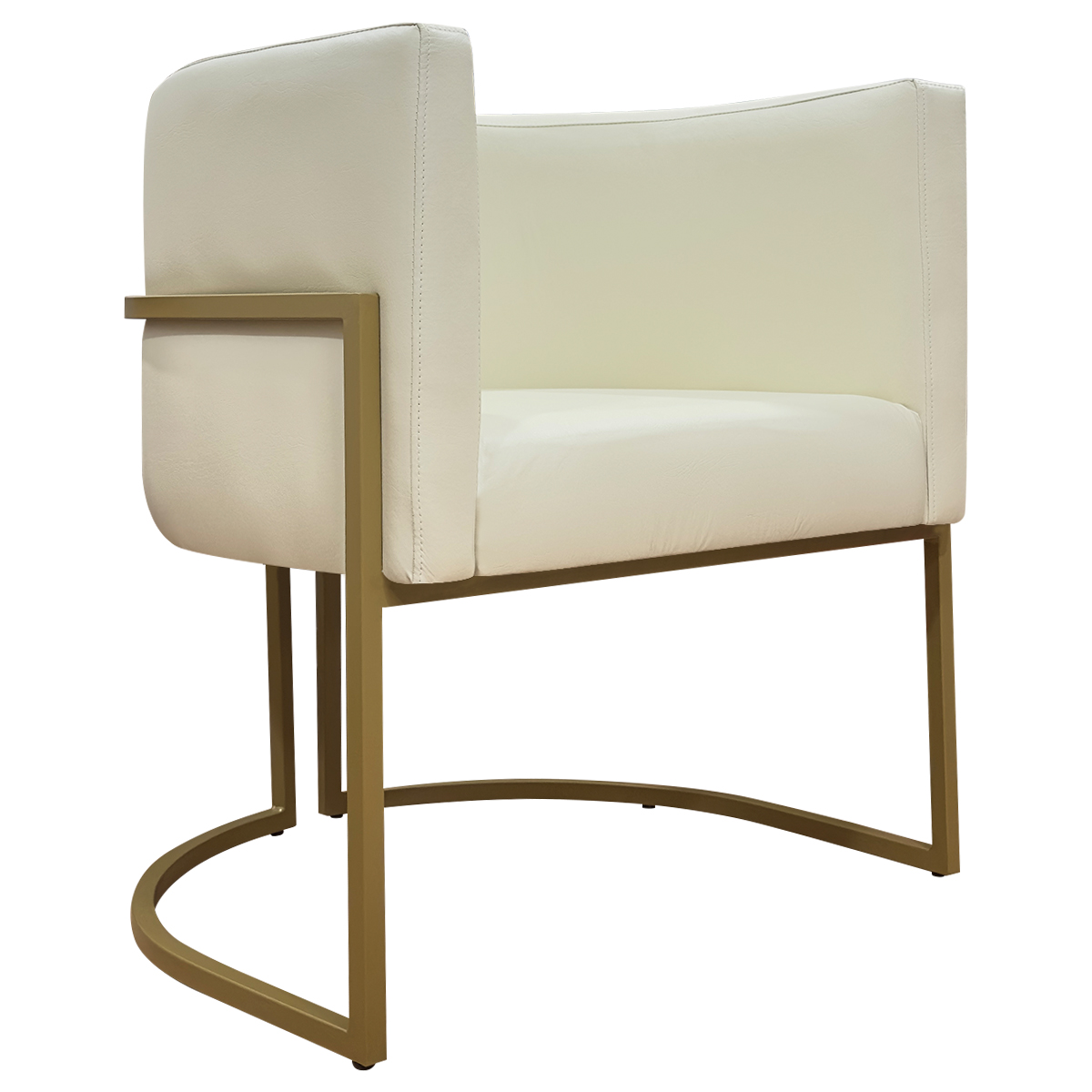 Kit 2 Poltronas Decorativa Para Sala Recepção Manicure Consultório Luna Corino Bege Base de Ferro Dourado
