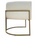 Kit 2 Poltronas Decorativa Para Sala Recepção Manicure Consultório Luna Corino Bege Base de Ferro Dourado