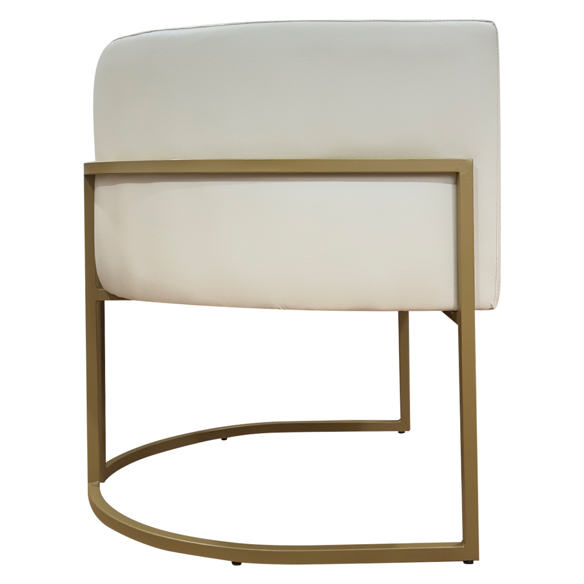 Kit 2 Poltronas Decorativa Para Sala Recepção Manicure Consultório Luna Corino Bege Base de Ferro Dourado