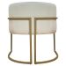 Kit 2 Poltronas Decorativa Para Sala Recepção Manicure Consultório Luna Corino Bege Base de Ferro Dourado