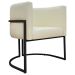 Kit 2 Poltronas Decorativa Para Sala Recepção Manicure Consultório Luna Corino Bege Base de Ferro Preto