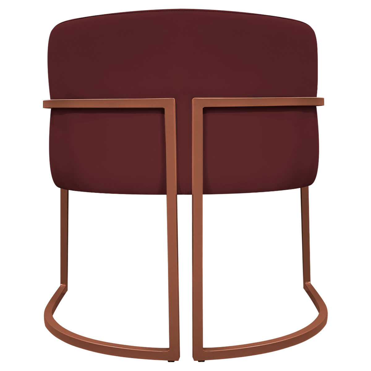 Kit 2 Poltronas Decorativa Para Sala Recepção Manicure Consultório Luna Corino Bordô Base de Ferro Bronze