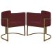Kit 2 Poltronas Decorativa Para Sala Recepção Manicure Consultório Luna Corino Bordo Base de Ferro Dourado