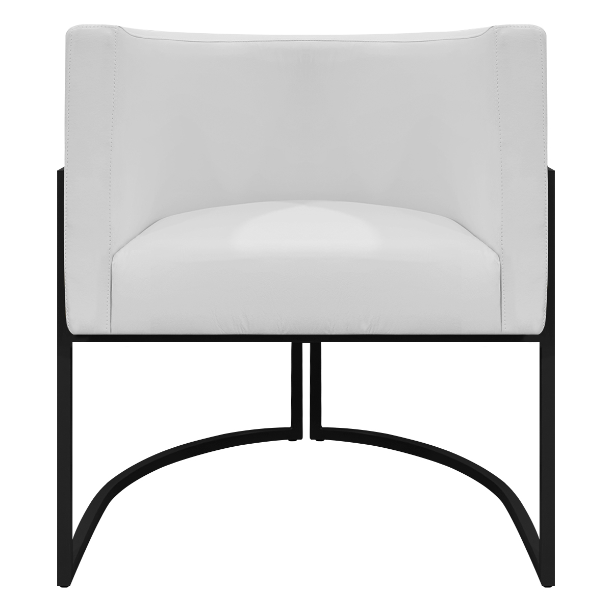 Kit 2 Poltronas Decorativa Para Sala Recepção Manicure Consultório Luna Corino Branco Base de Ferro Preto