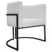 Kit 2 Poltronas Decorativa Para Sala Recepção Manicure Consultório Luna Corino Branco Base de Ferro Preto