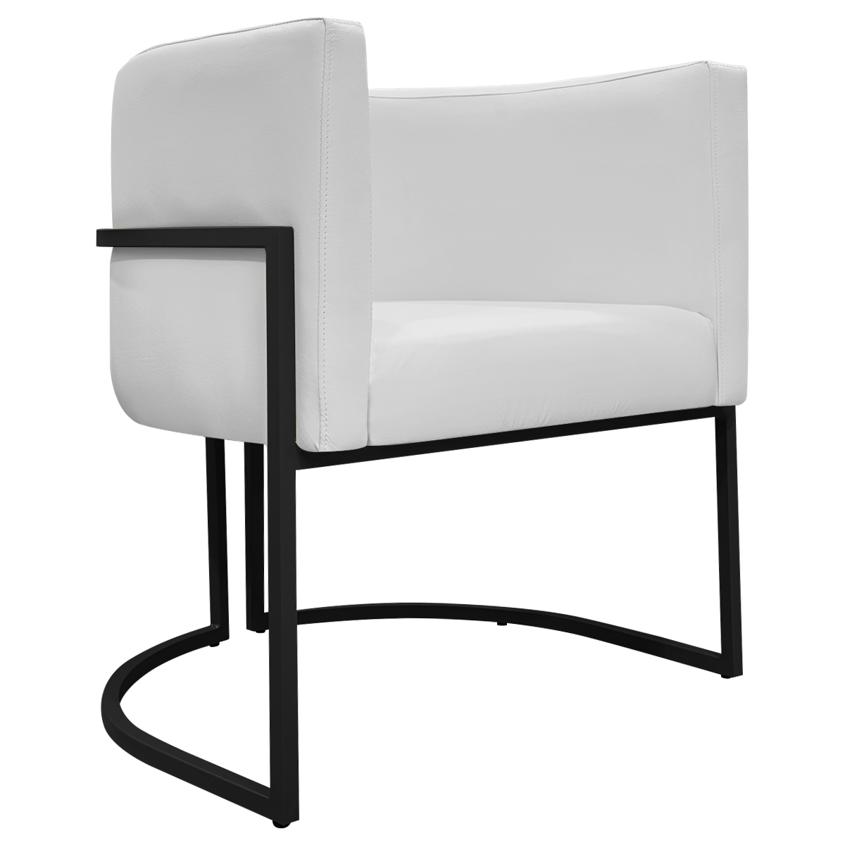 Kit 2 Poltronas Decorativa Para Sala Recepção Manicure Consultório Luna Corino Branco Base de Ferro Preto