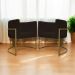 Kit 2 Poltronas Decorativa Para Sala Recepção Manicure Consultório Luna Corino Marrom Base de Ferro Dourado