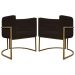 Kit 2 Poltronas Decorativa Para Sala Recepção Manicure Consultório Luna Corino Marrom Base de Ferro Dourado