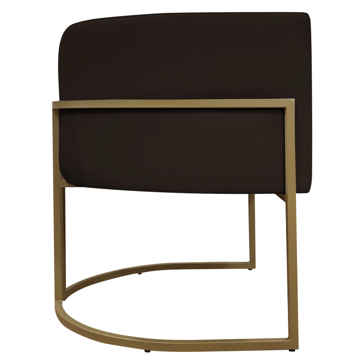 Kit 2 Poltronas Decorativa Para Sala Recepção Manicure Consultório Luna Corino Marrom Base de Ferro Dourado